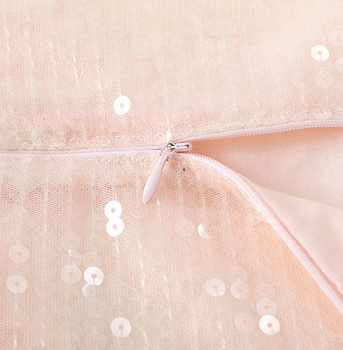 Gathered High-Waist Skirt detail on the Blush Rosy Spark Sequin Dress