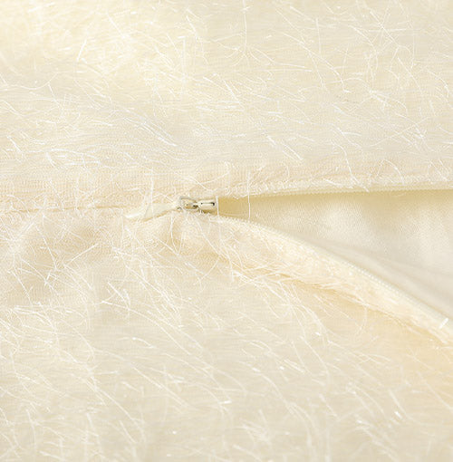 Interior finish and closure detail of the Ivory Plush Bloom Dress