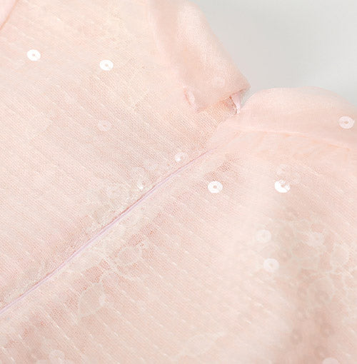 Interior finish and closure detail of the Blush Rosy Spark Sequin Dress