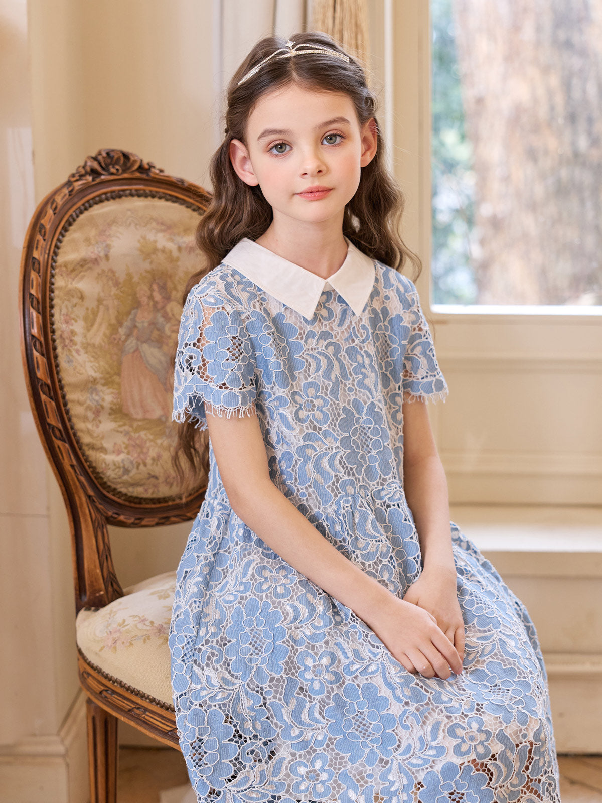 Blue Frost Lace Dress