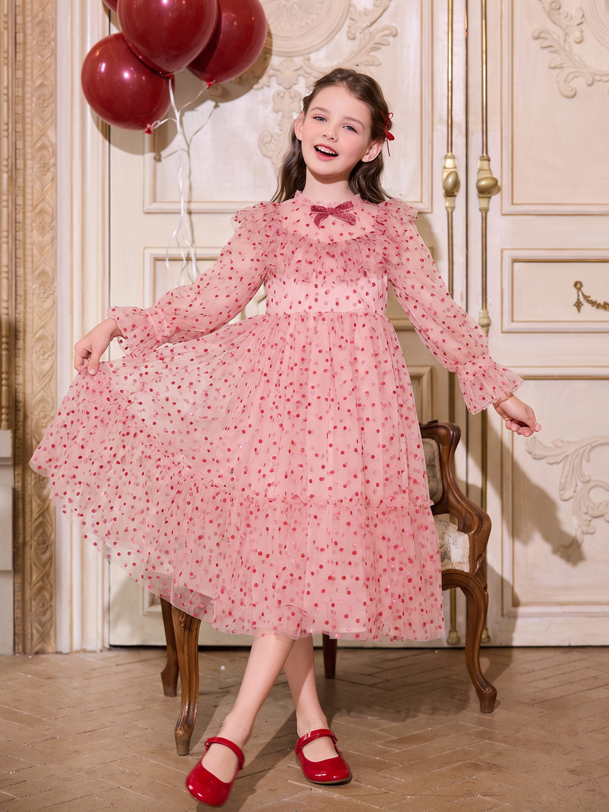 Movement view of the tiered blush tulle skirt