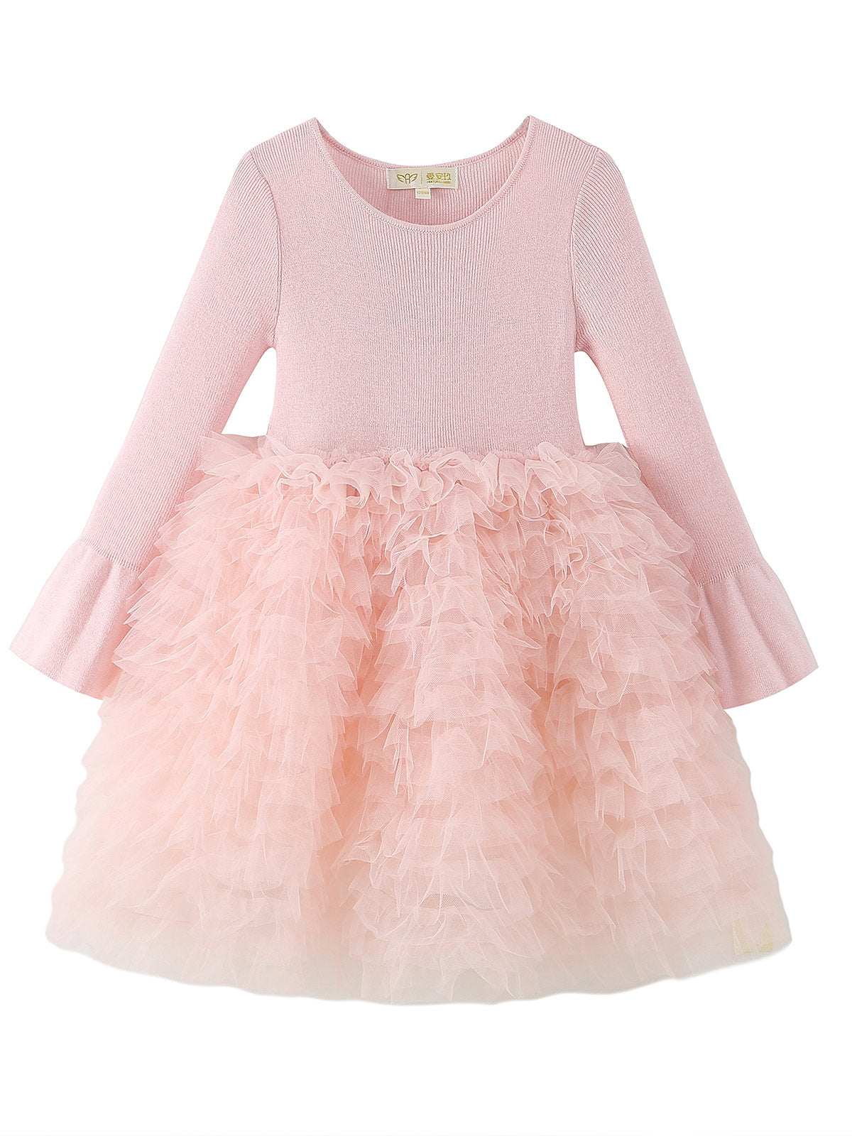 Front product view of the Blush Shimmer Cloud Knit Dress