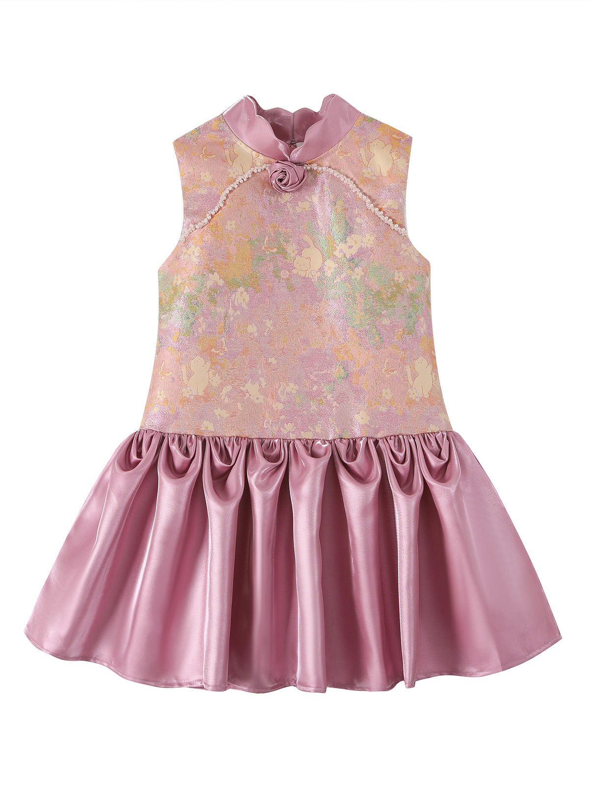 Front product view of the Lavender Peony Brocade Dress