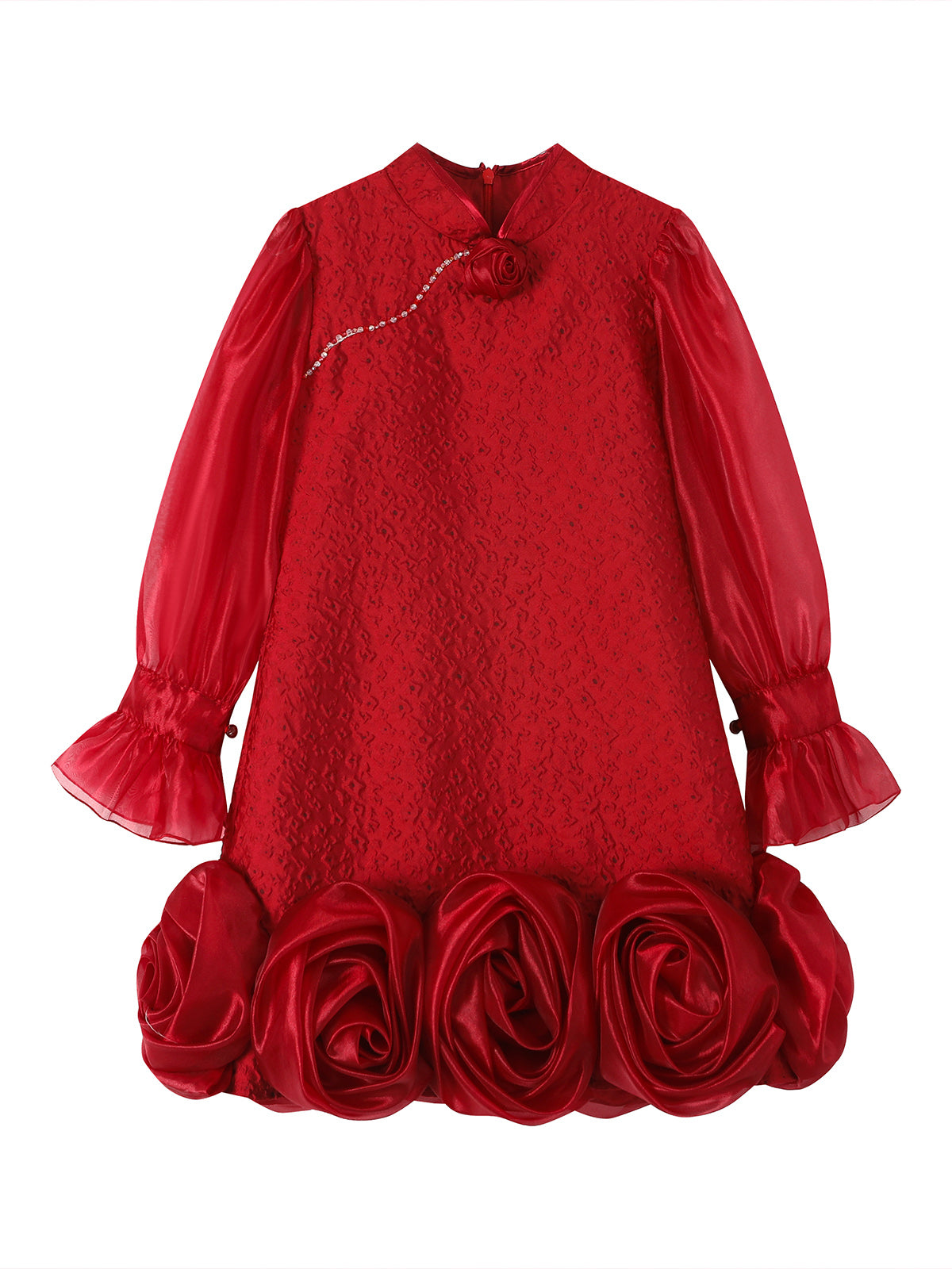 Front product view of the Scarlet Rose Jacquard Dress