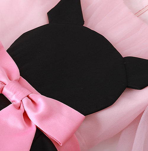 Oversized Satin Bow detail on the Pink Midnight Bow Dress