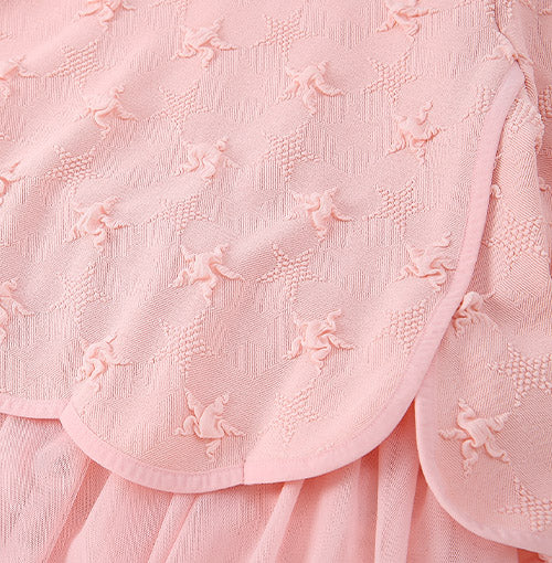 Scalloped Petal Overlay detail on the Pink Star Tulle Layered Dress