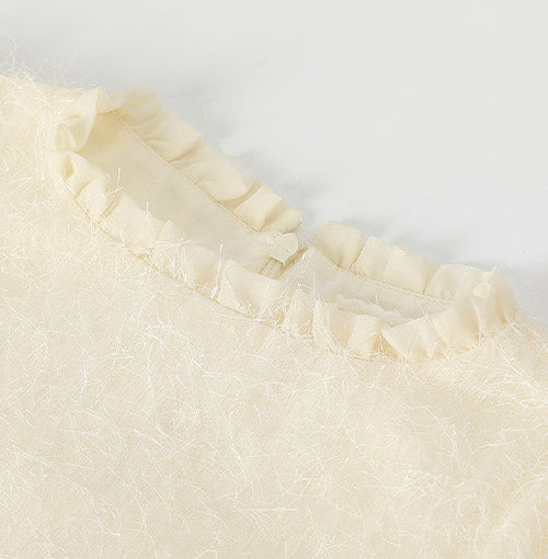 Sculptural Organza Blooms detail on the Ivory Plush Bloom Dress