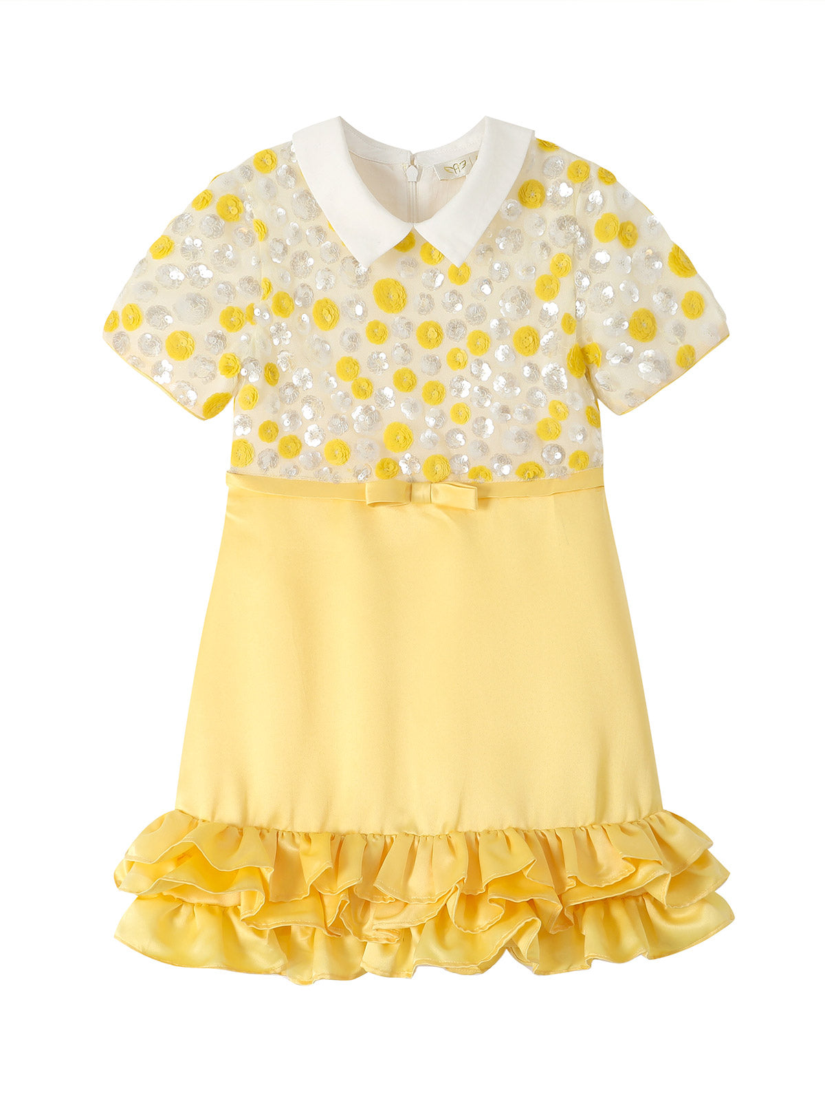 Yellow Sequin Ruffle Dress