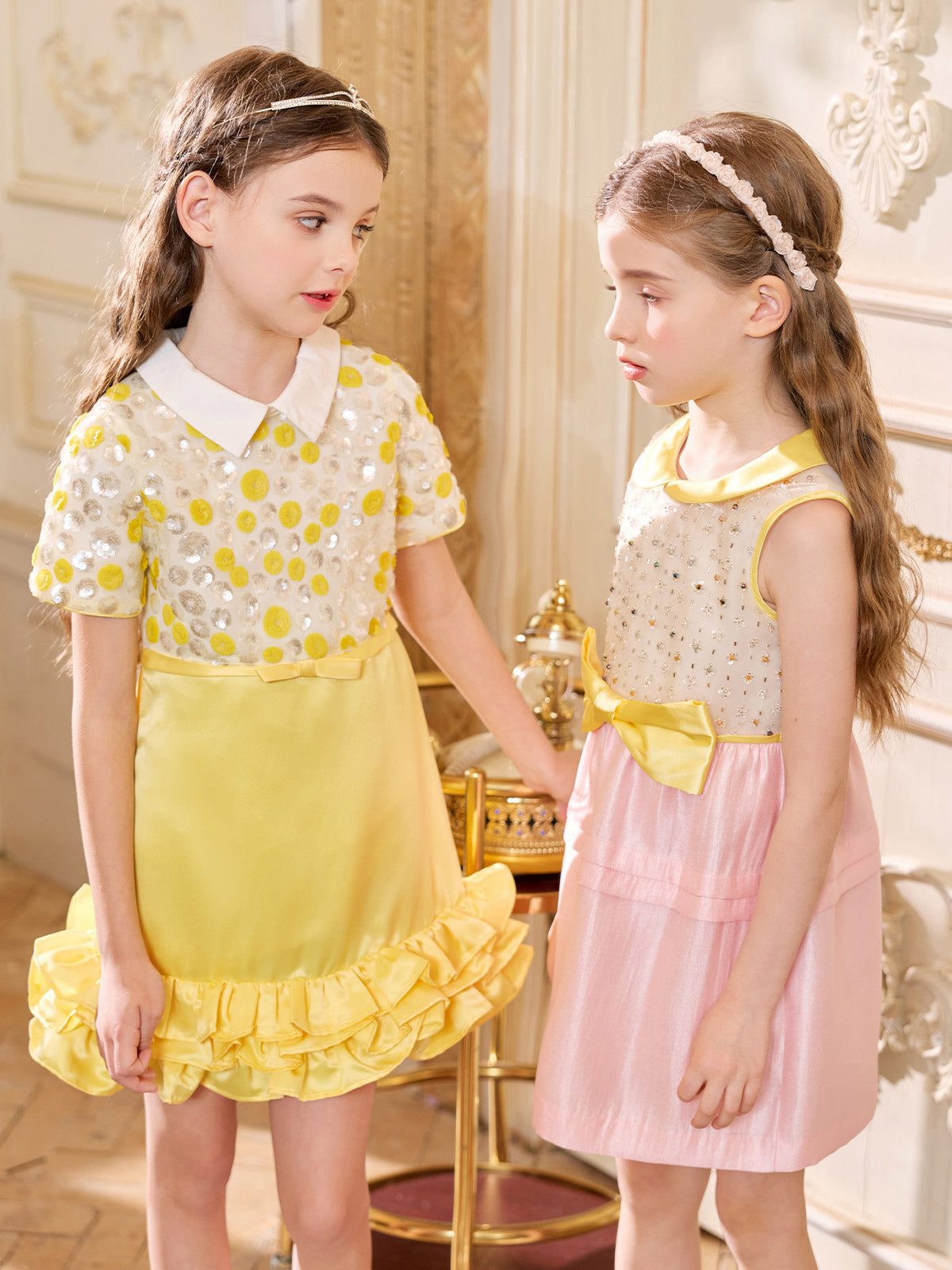 Yellow Sequin Ruffle Dress