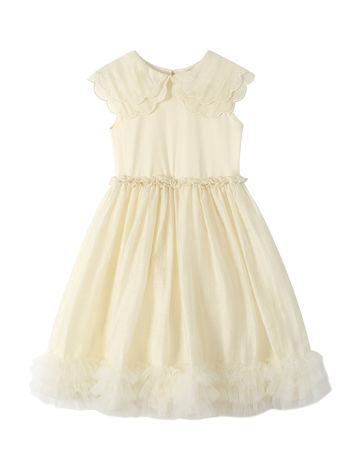 Ivory Scalloped Petal Collar Dress