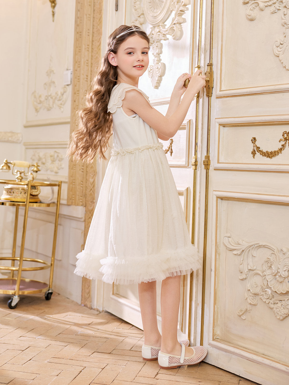 Ivory Scalloped Petal Collar Dress