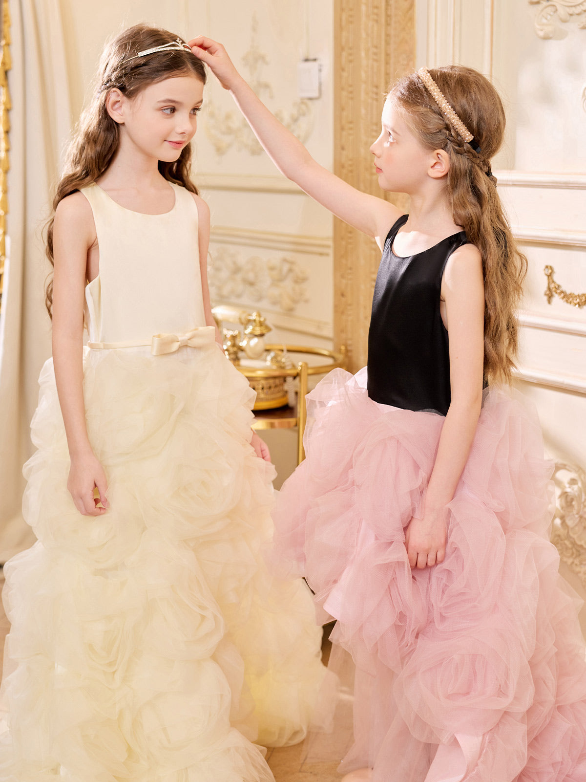 Contrast High Low Rose Gown