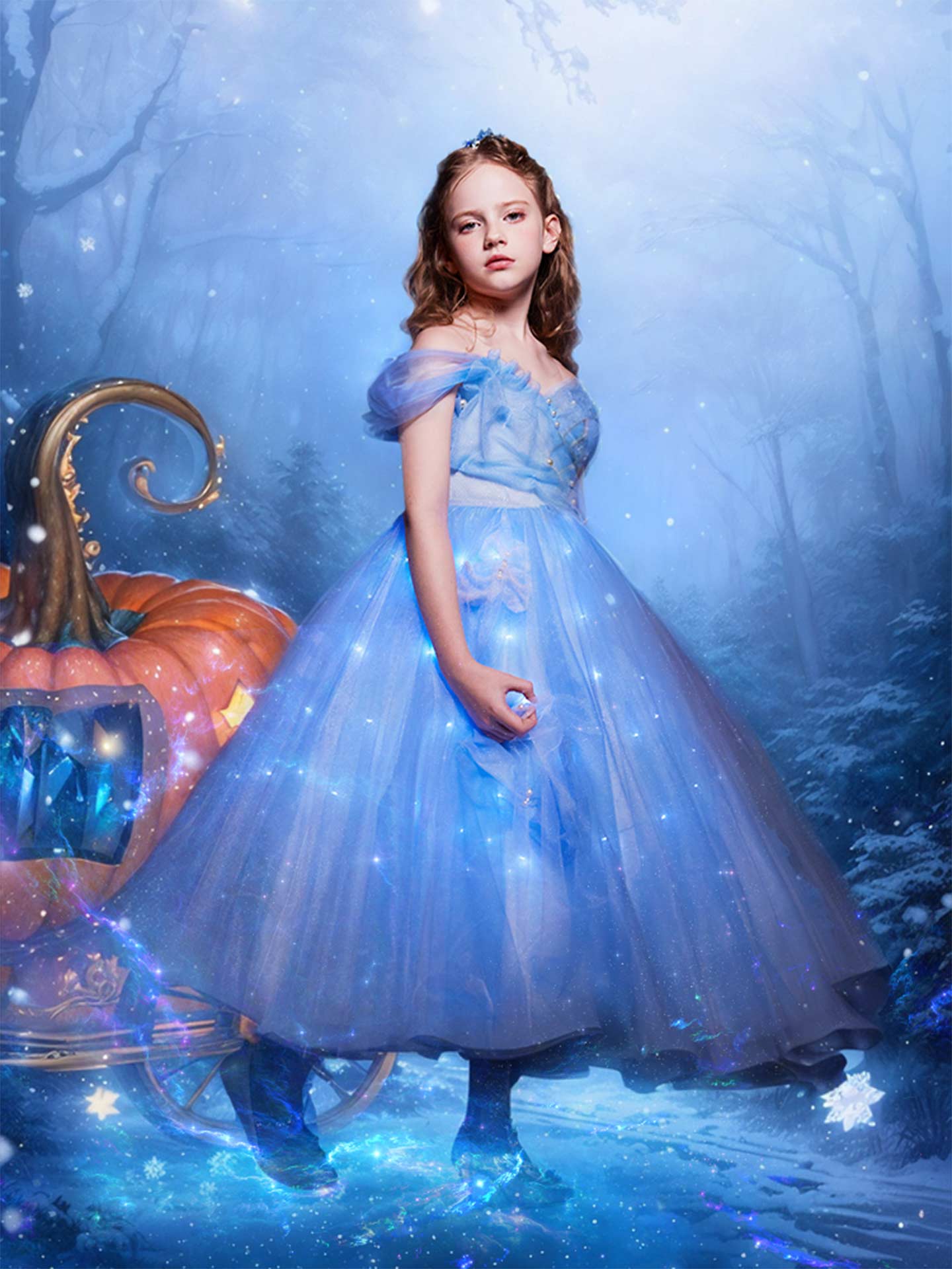 Girls Blue LED Light Up Princess Dress