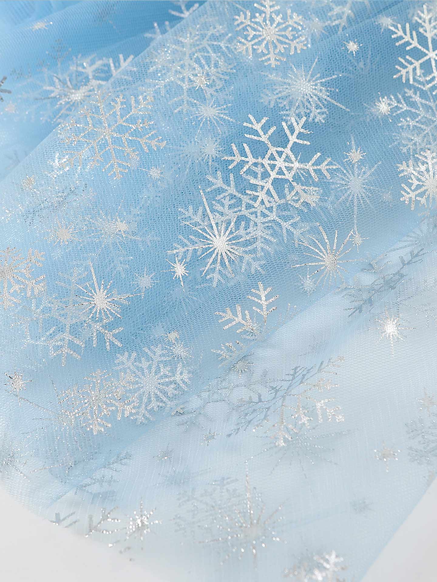 Girls' Winter Princess Dress with Snowflake Cape