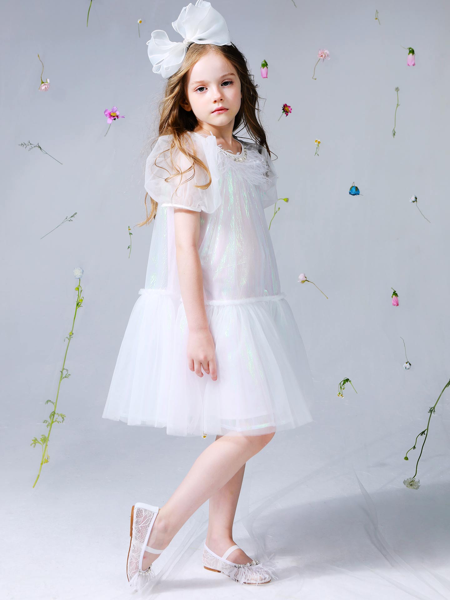 The "Swan Lake" Crystal & Lace Ballet Flats for Girls