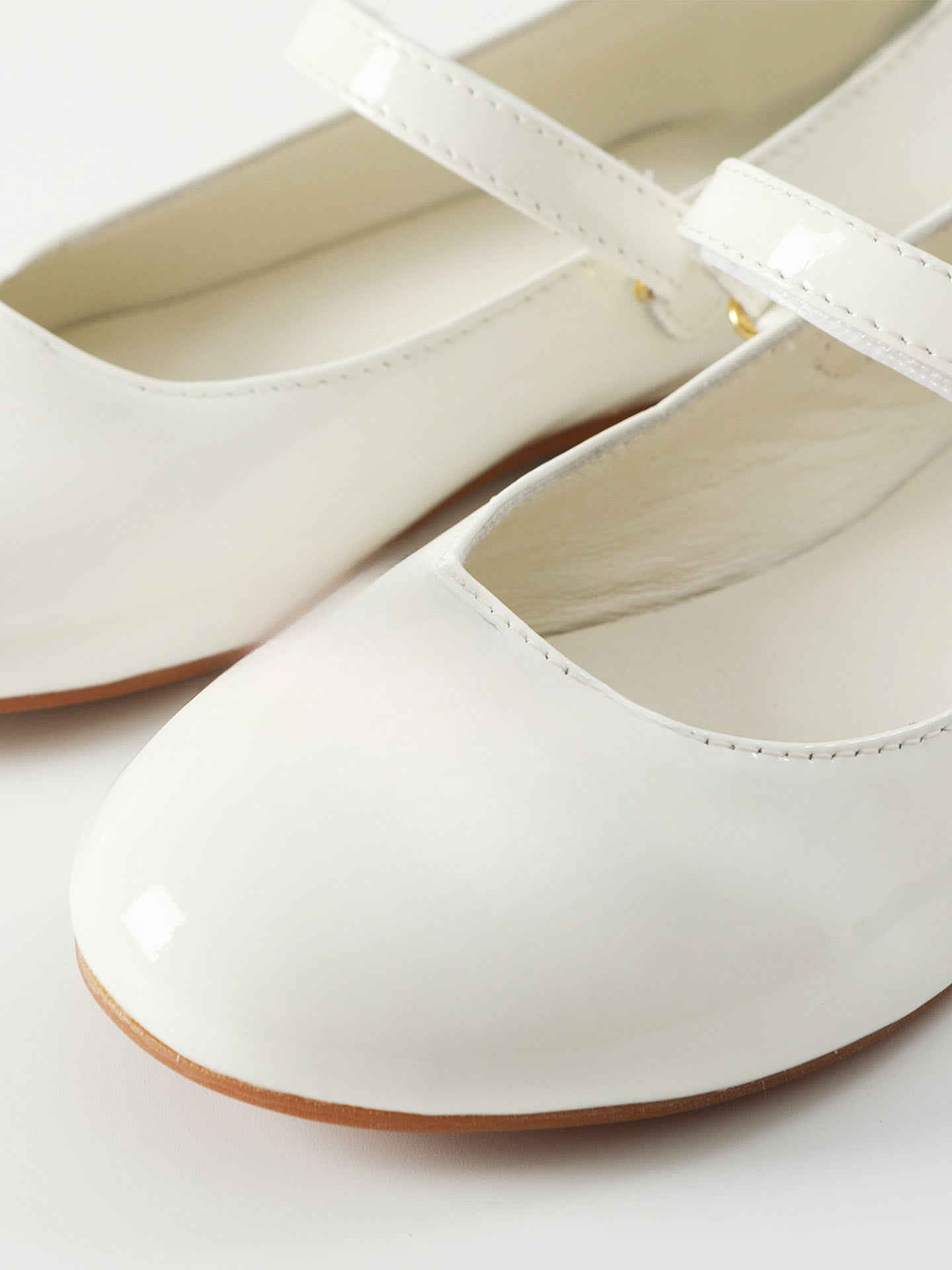 Classic Girls' Red White Leather Mary Janes