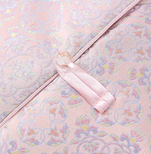 Blush satin frog button closures