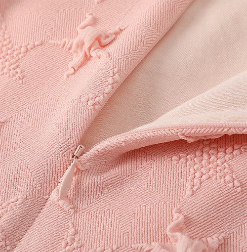 Interior finish and closure detail of the Blush Star Jacquard Dress