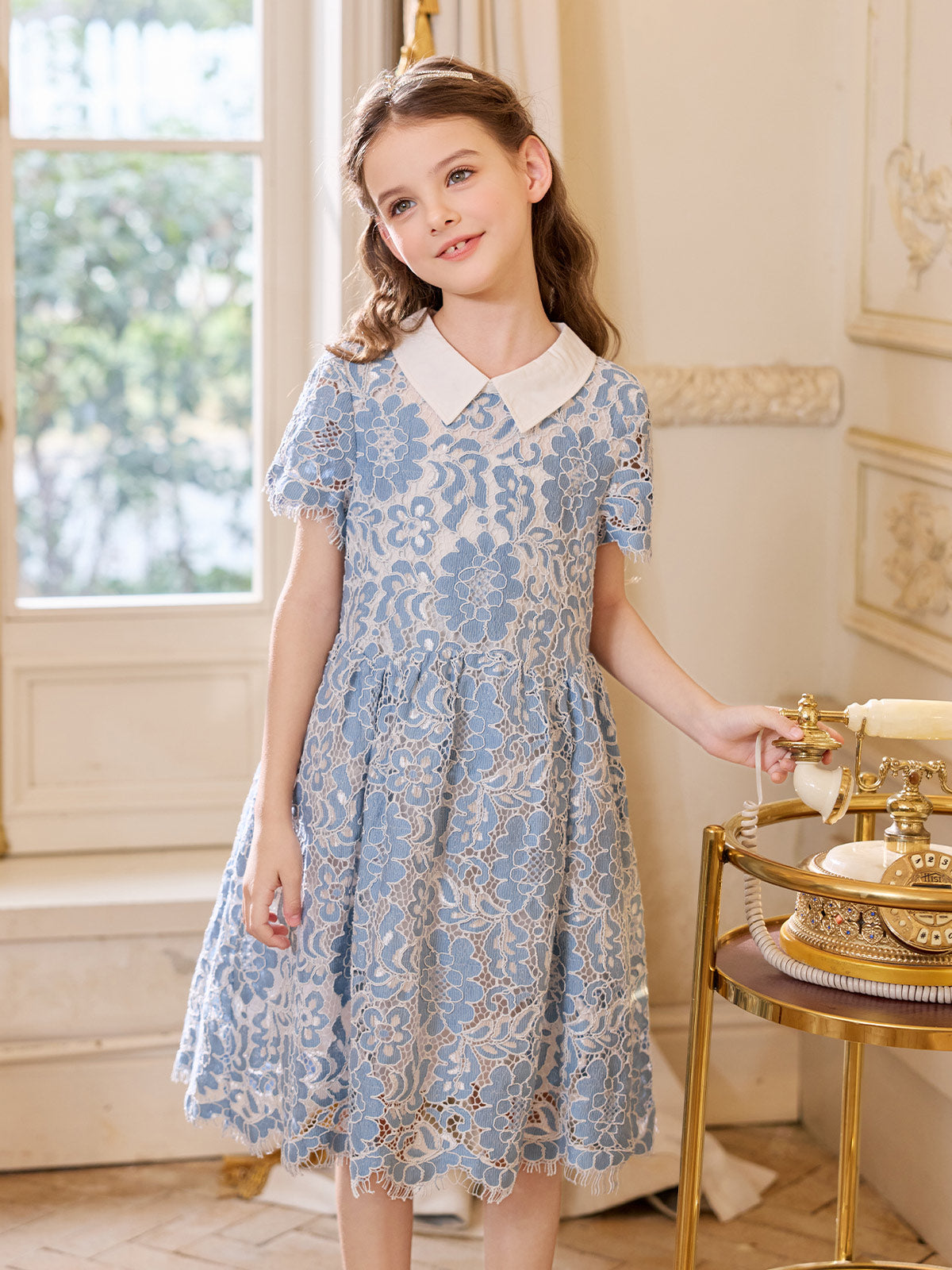Blue Frost Lace Dress