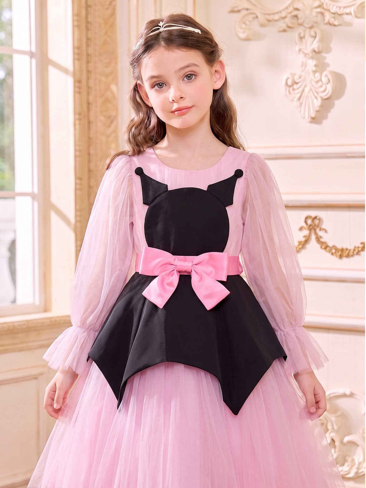 Girl wearing the Pink Midnight Bow Dress