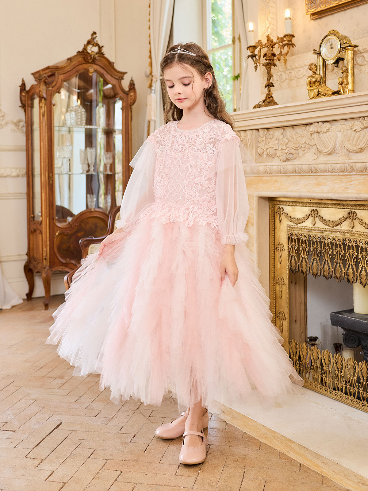 Full-length view of the removable sheer sleeves