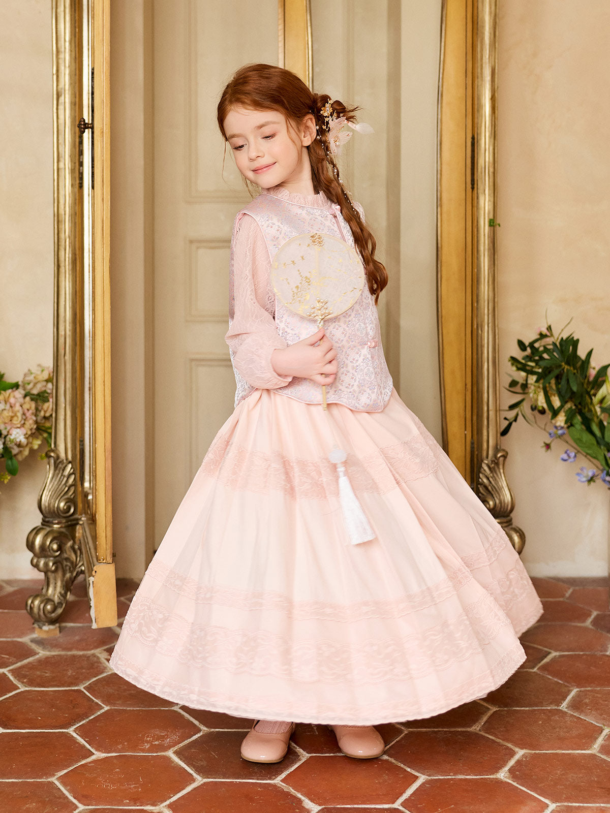 Movement view of the flowing blush skirt