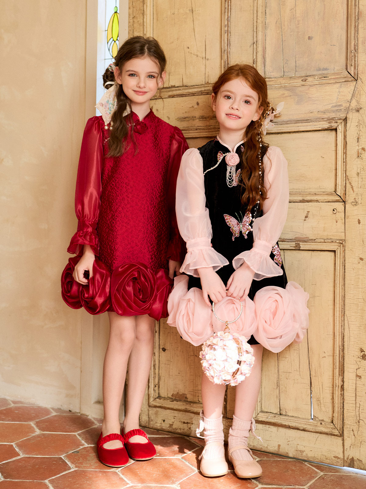 Paired occasion styling featuring the Scarlet Rose Jacquard Dress