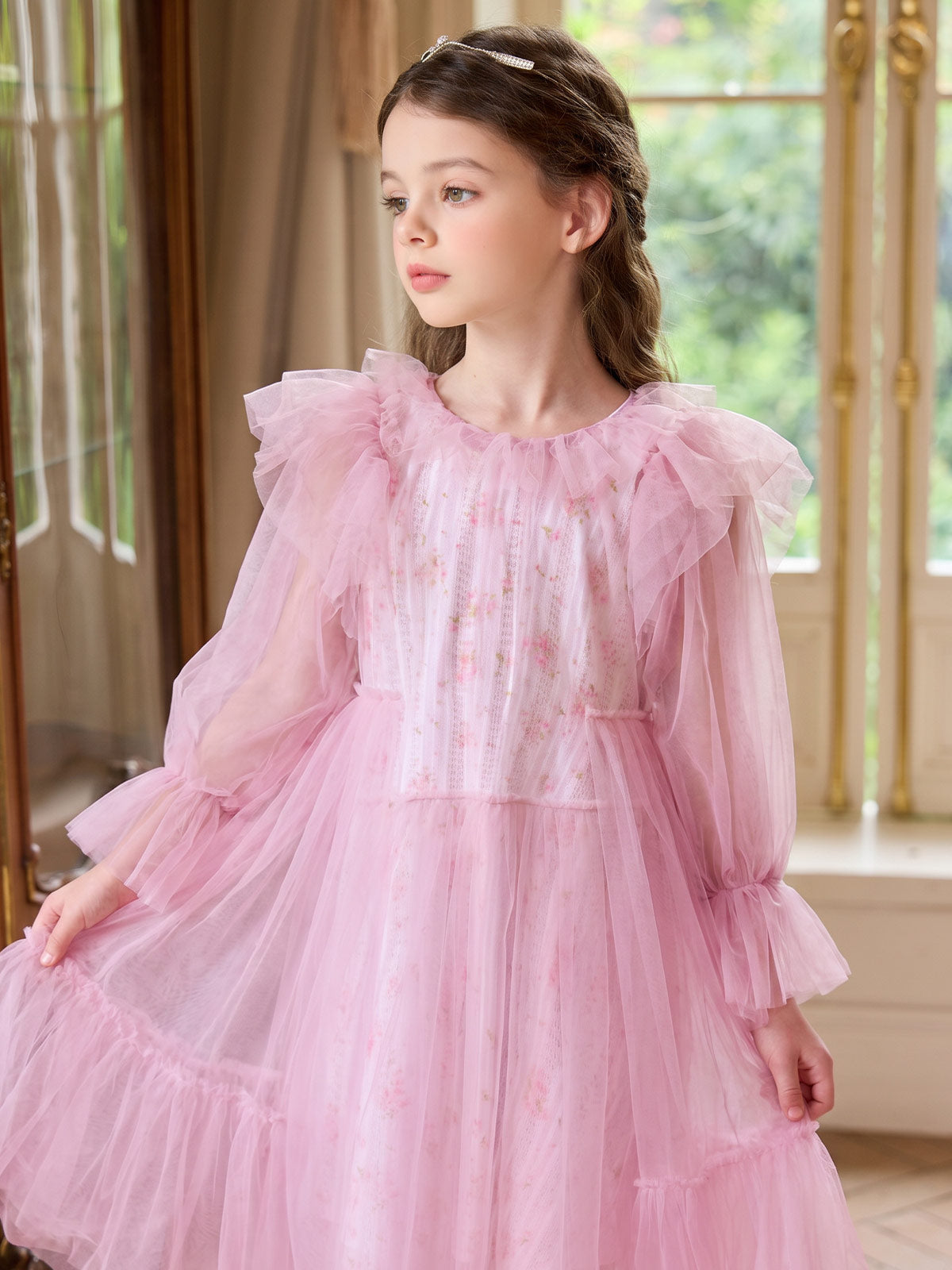 Side view of the Blush Garden Tulle Dress