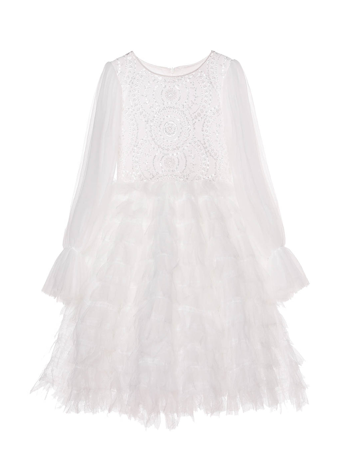 Front product view of the ivory Sparkle Tiers tulle dress