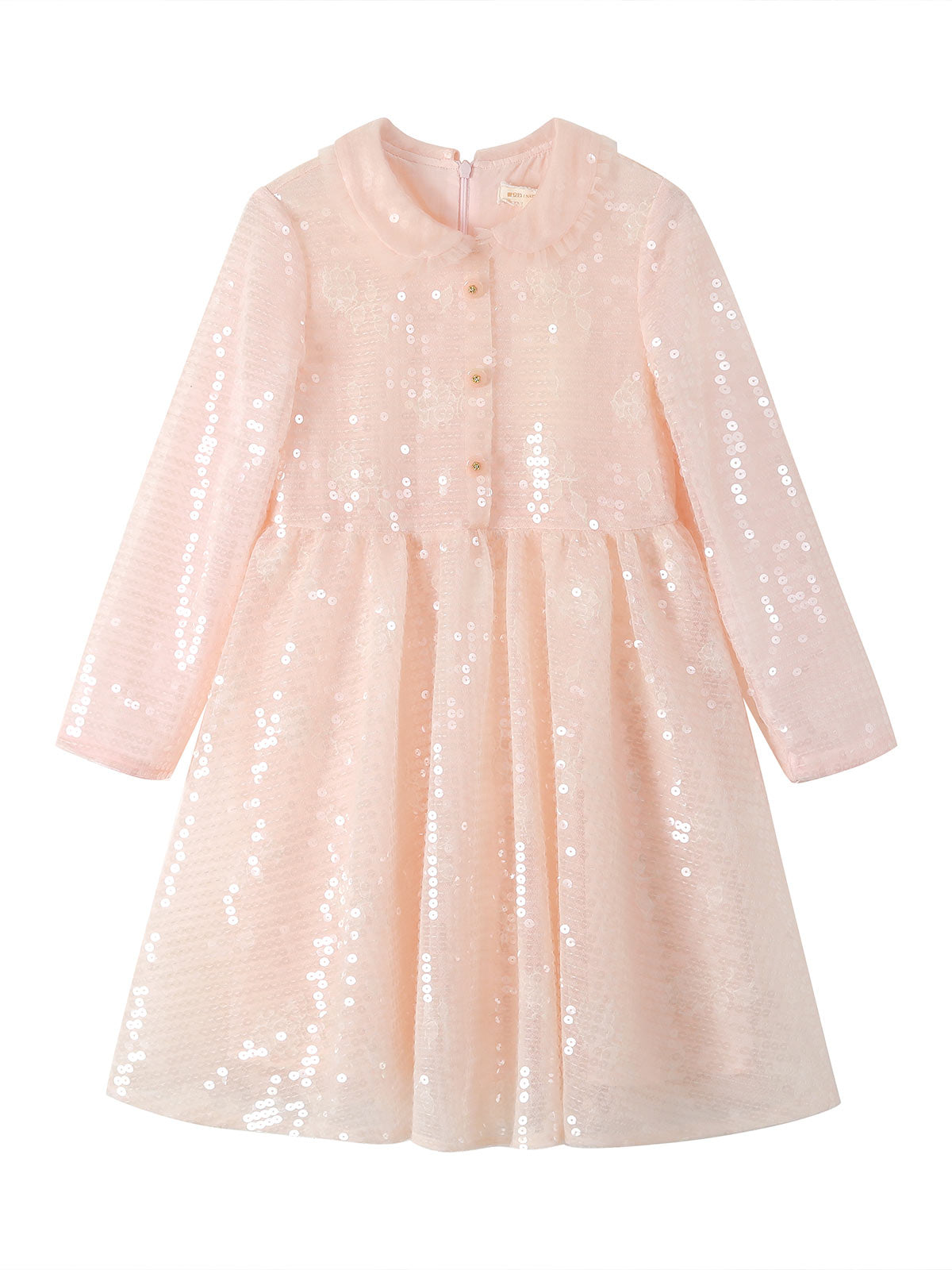 Rose Lace Under Sequins detail on the Blush Rosy Spark Sequin Dress