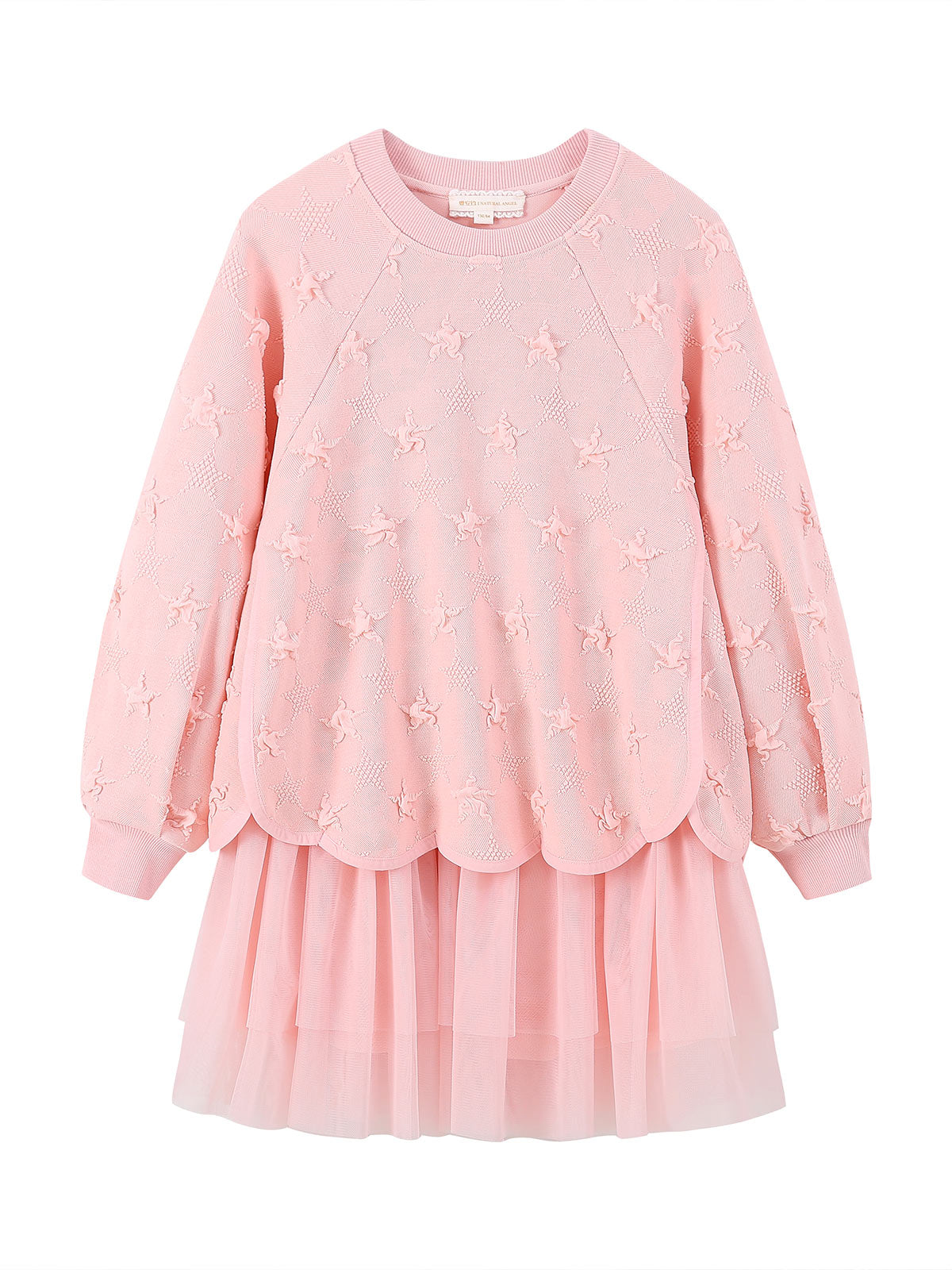 Raised Star Texture detail on the Pink Star Tulle Layered Dress