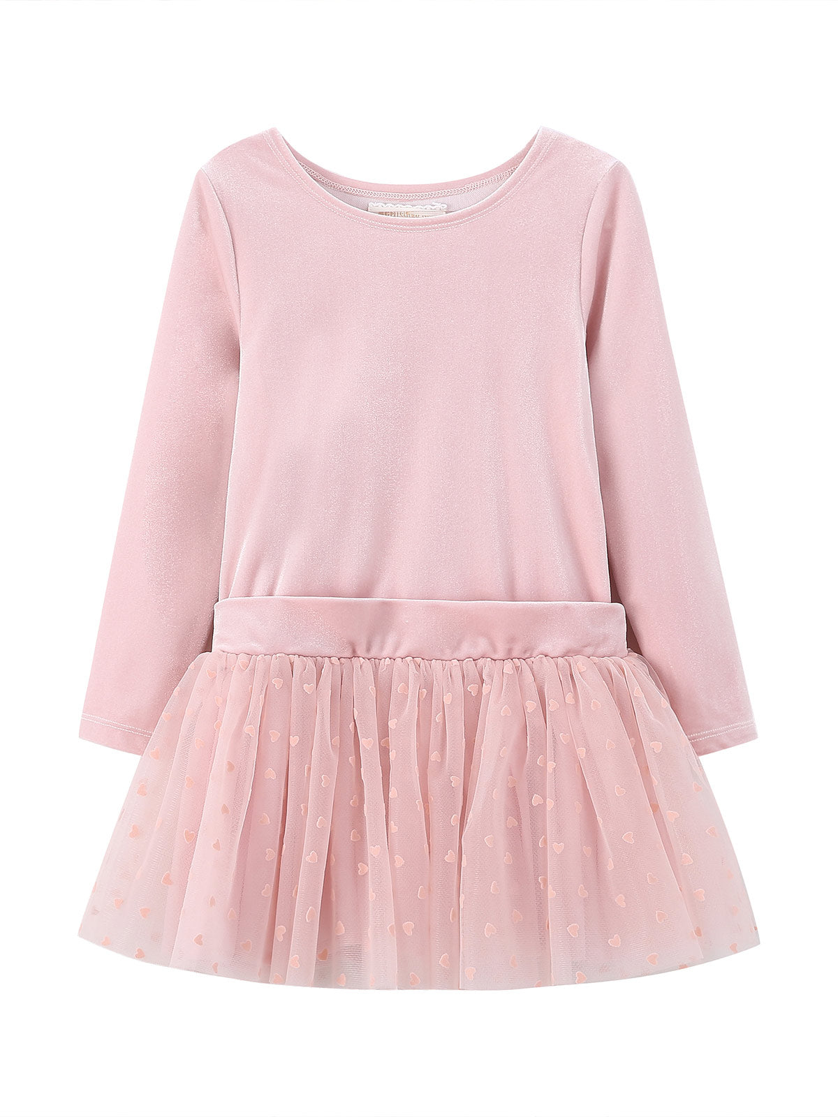 Front product view of the Blush Velvet Heart Tulle Dress