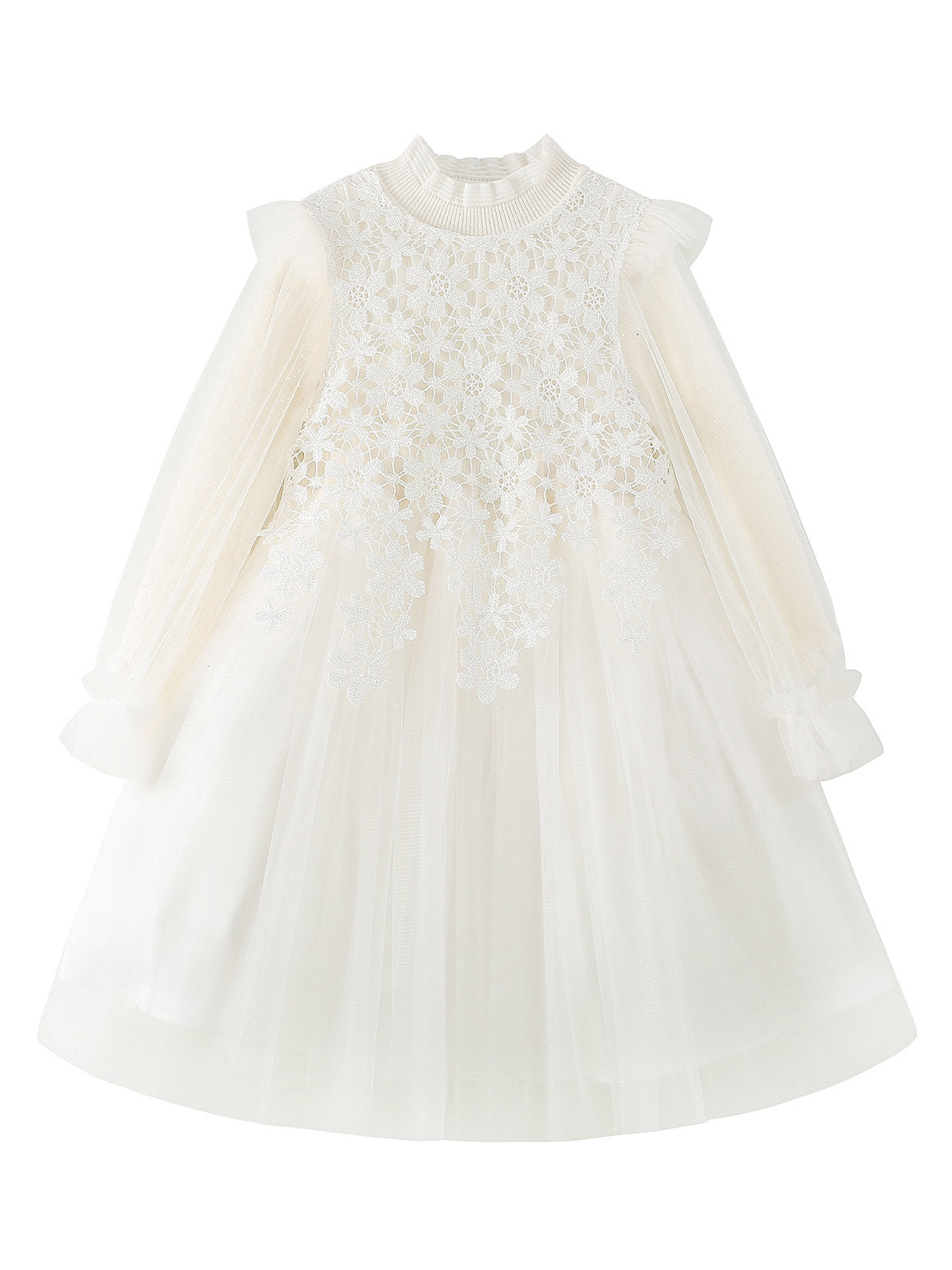 Front product view of the Ivory Starlit Lace Knit Dress