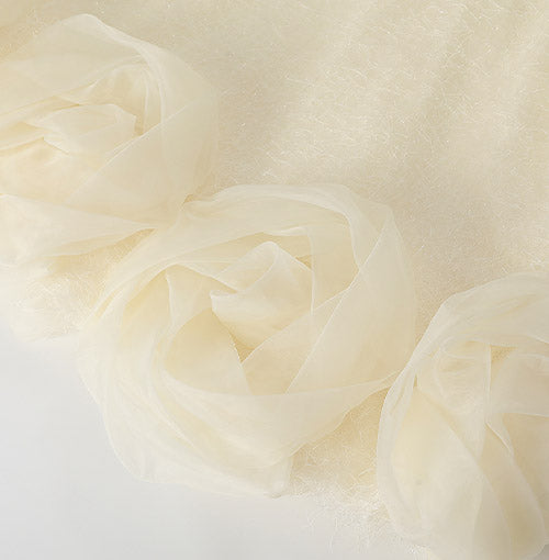 Ruffled Stand Collar detail on the Ivory Plush Bloom Dress