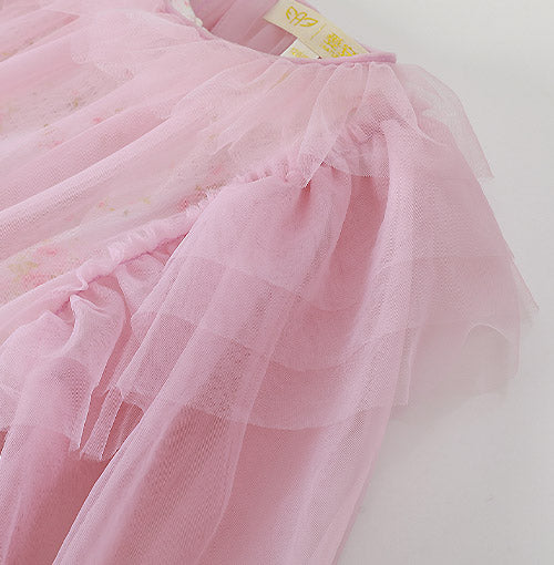 Soft Ruffled Frame detail on the Blush Garden Tulle Dress