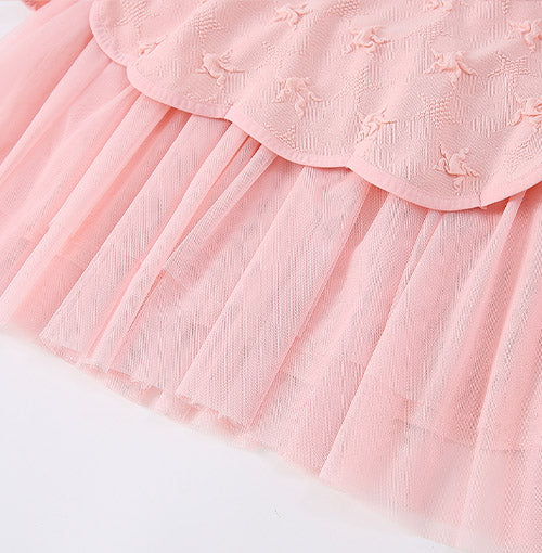 Tiered Pleated Tulle detail on the Pink Star Tulle Layered Dress