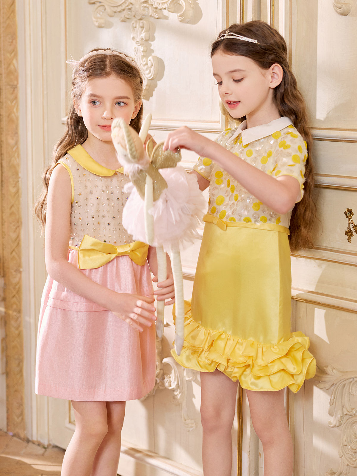 Yellow Sequin Ruffle Dress