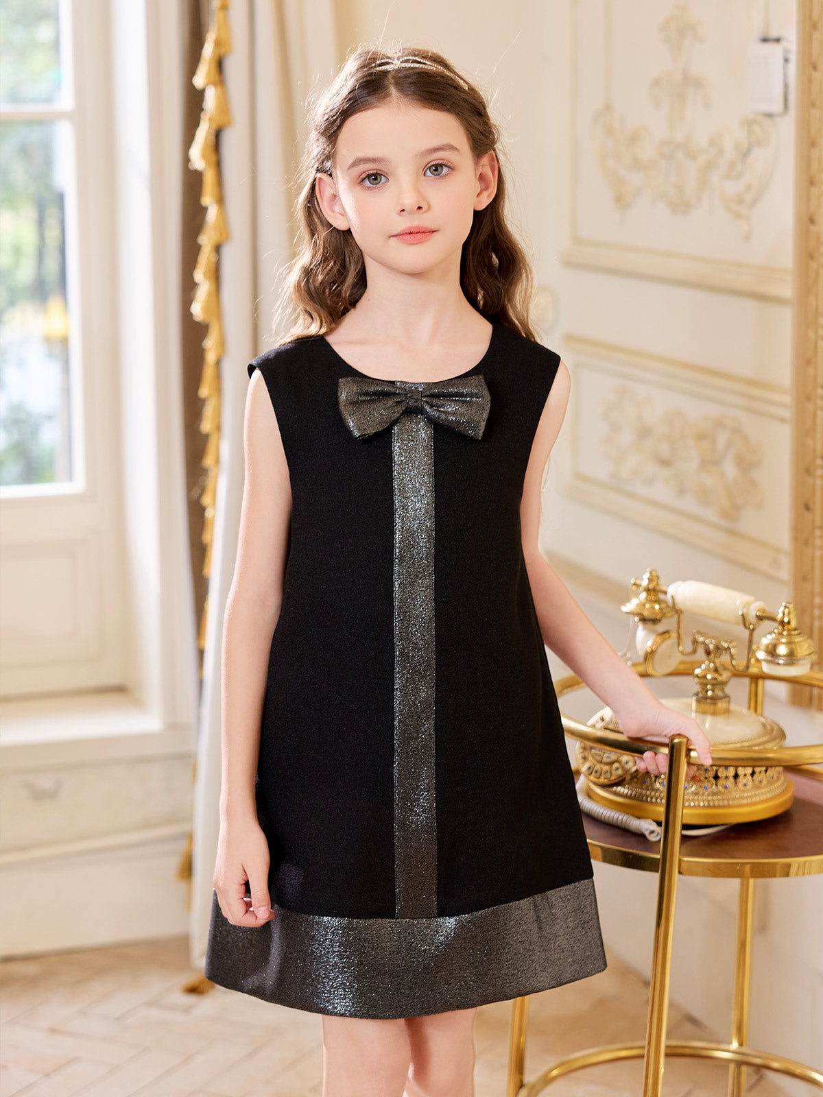 Silver-Glint Shift Dress