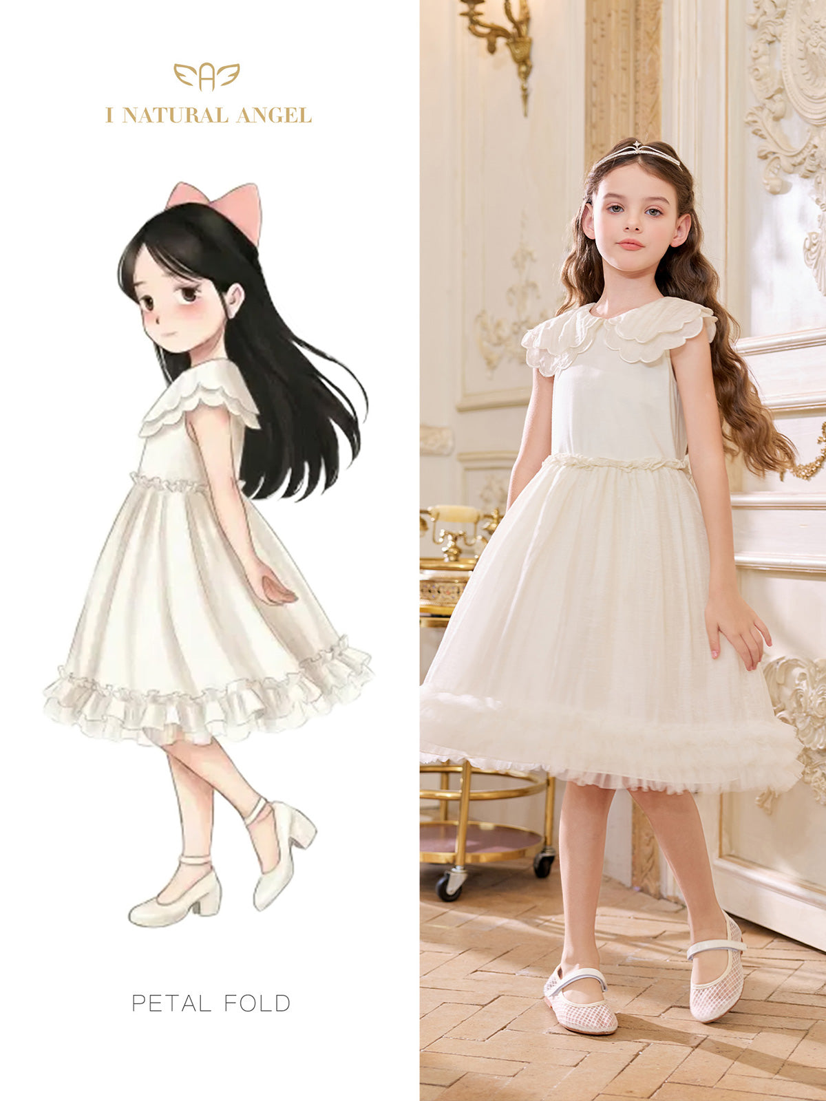 Ivory Scalloped Petal Collar Dress