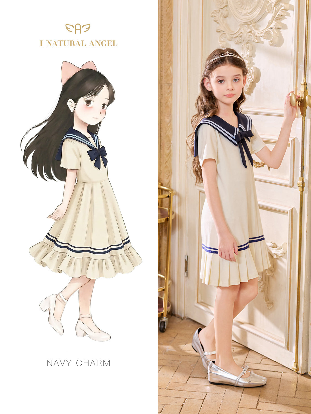 Nautical Sailor Collar Pleated Dress