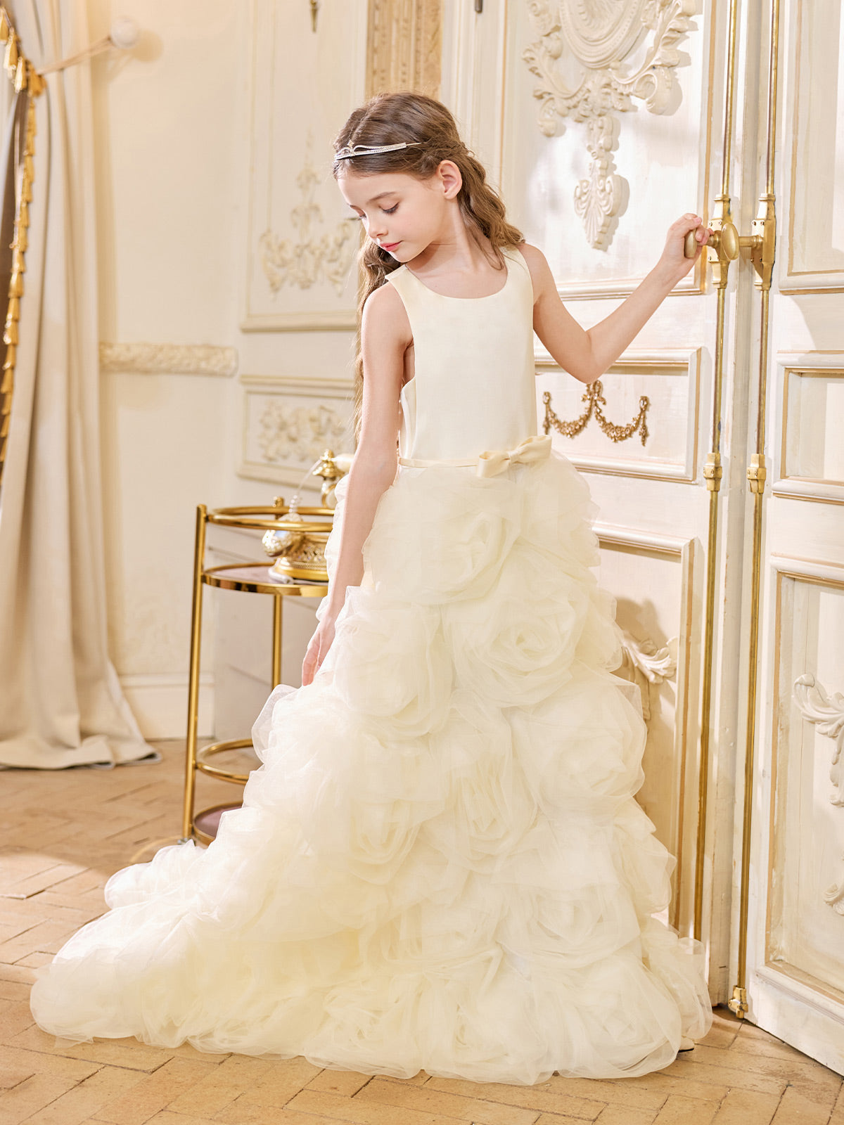 Luxury Cream Rose Ballgown
