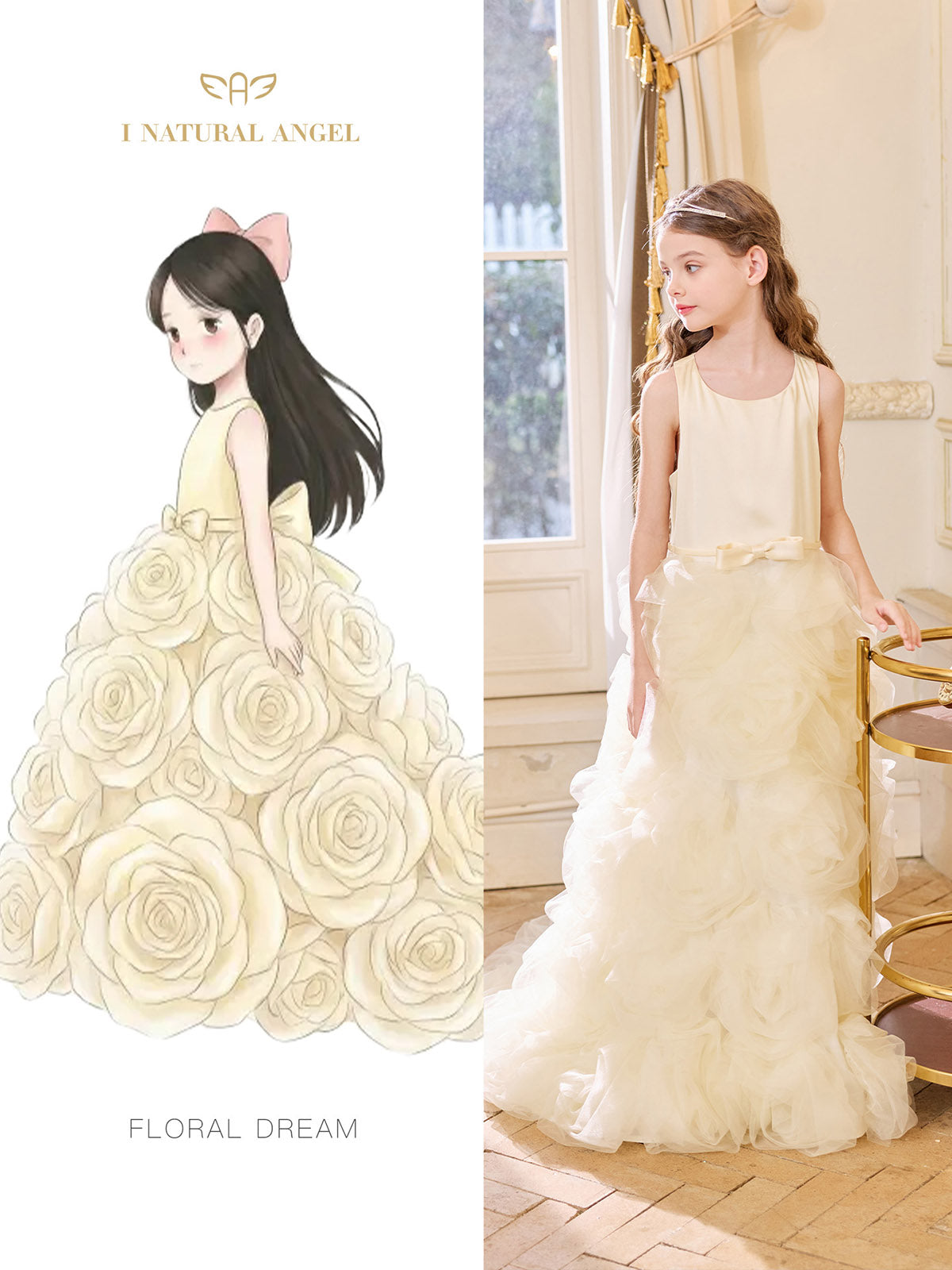 Luxury Cream Rose Ballgown