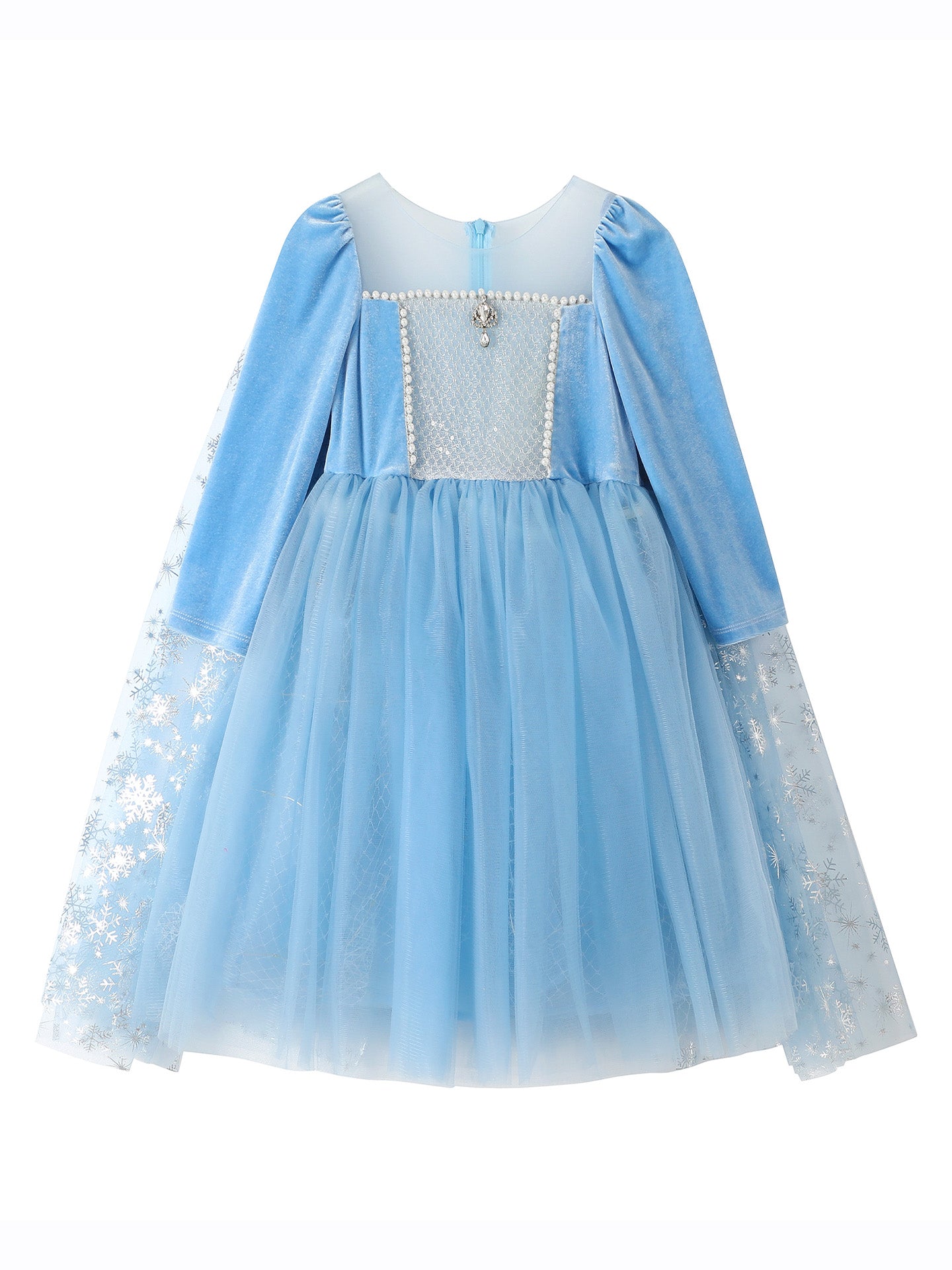 Girls' Winter Princess Dress with Snowflake Cape