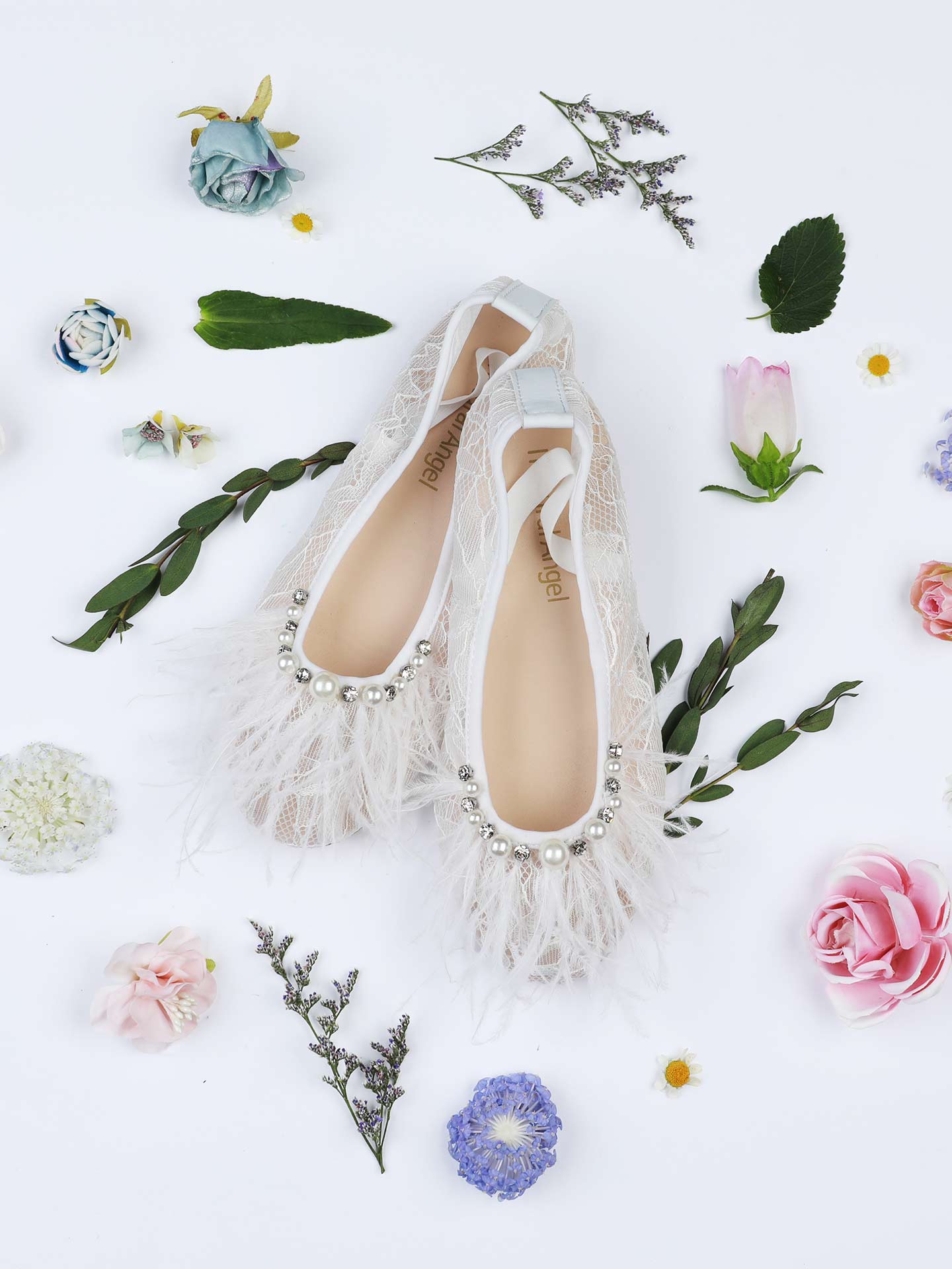The "Swan Lake" Crystal & Lace Ballet Flats for Girls